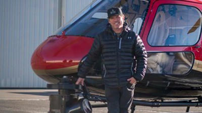 Steve In Front Of Helicopter